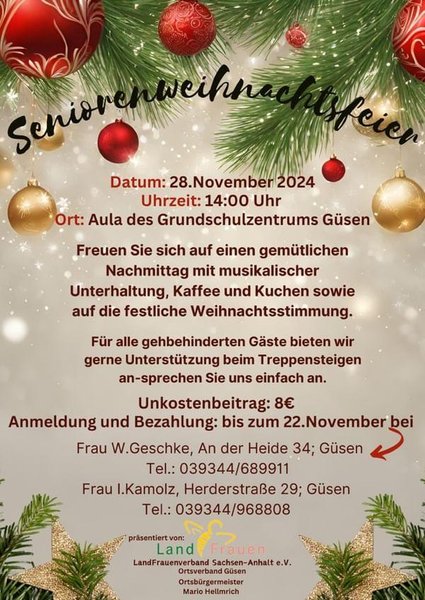 Titelbild zur Veranstaltung "Seniorenweihnachtsfeier"